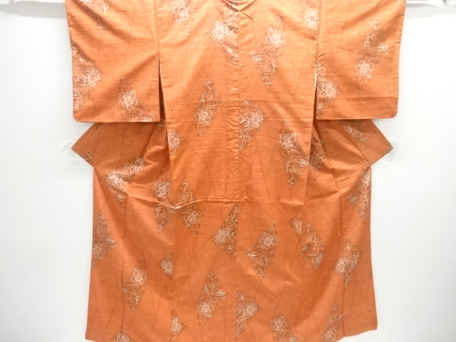 JAPANESE KIMONO / TSUMUGI / WOVEN FLOWER & PLANT 